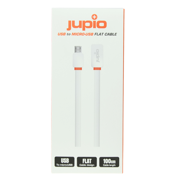Afbeelding van Jupio Flat Cable Micro USB to USB WHITE 1M