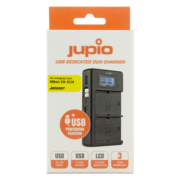 Afbeelding van Jupio USB Dedicated Duo Charger LCD for Nikon EN-EL14(A)
