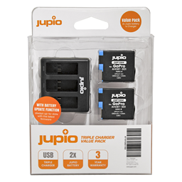 Afbeelding van Jupio Value Pack: 2x Battery GoPro HERO8 AHDBT-801 1260mAh + Compact USB Triple Charger (update version)