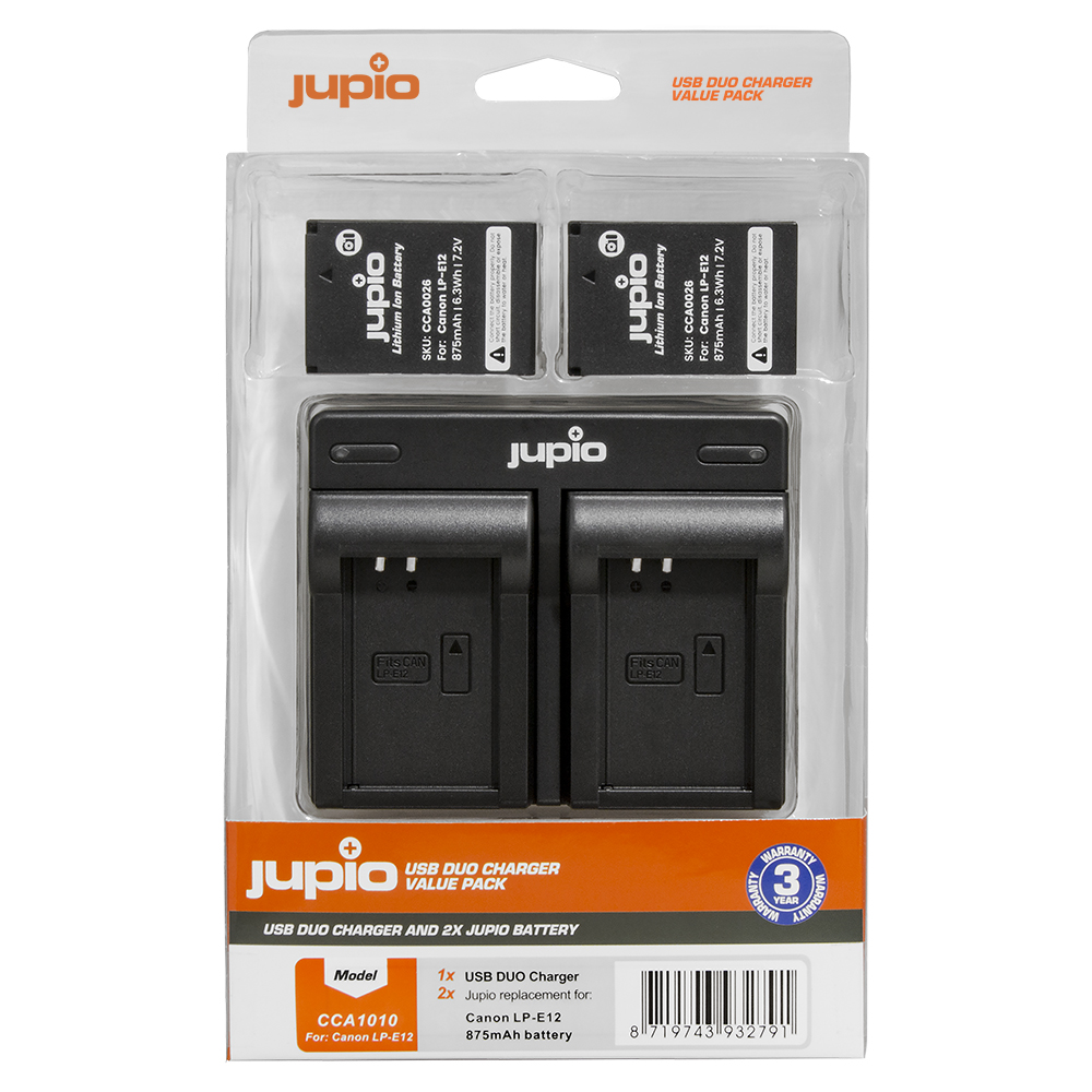 Image de Jupio Value Pack: 2x Battery LP-E12 + USB Dual Charger
