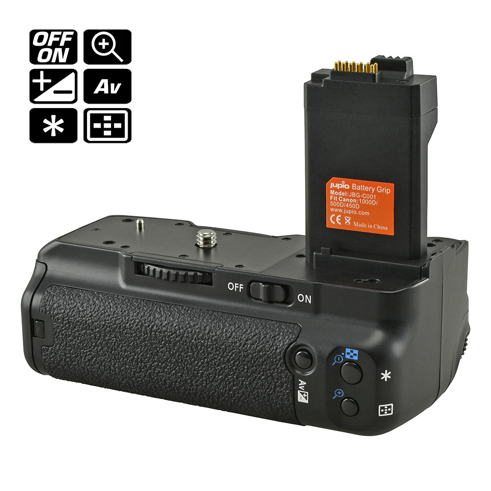 Impulsfoto Poignée de batterie professionnelle avec retardateur LCD et déclencheur infrarouge pour Canon EOS 1000D Lot de 2 répliques de batteries LP-E5 500D et  450D équivalent BG-E5 