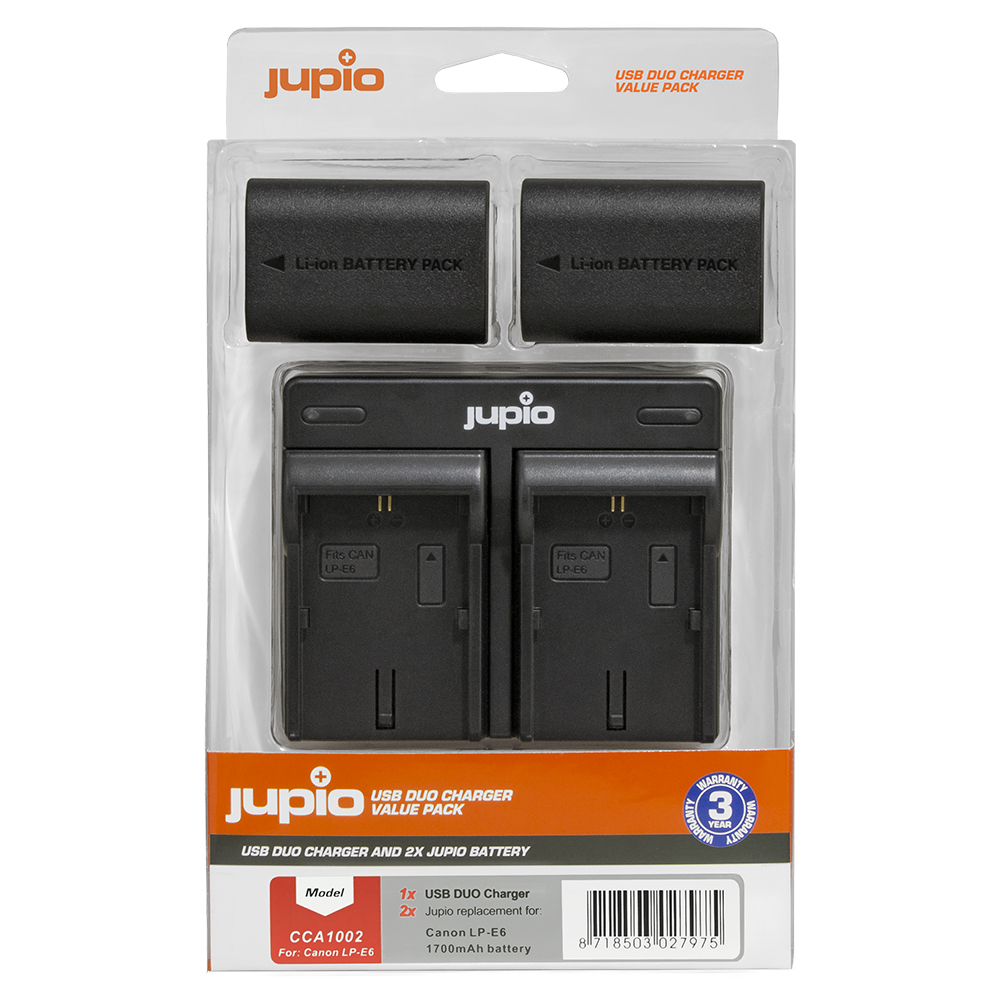 Image de Jupio Value Pack: 2x Battery LP-E6 1700mAh + USB Dual Charger