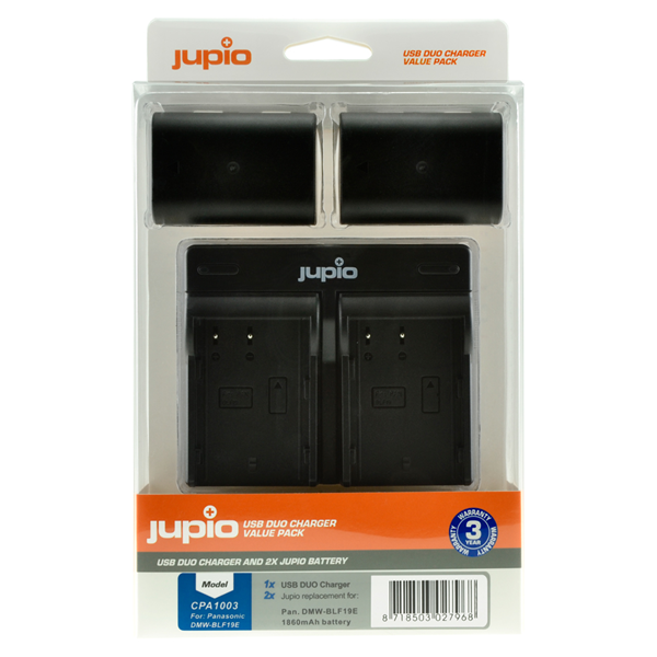 Afbeelding van Jupio Value Pack: 2x Battery DMW-BLF19E 1860mAh + USB Dual Charger