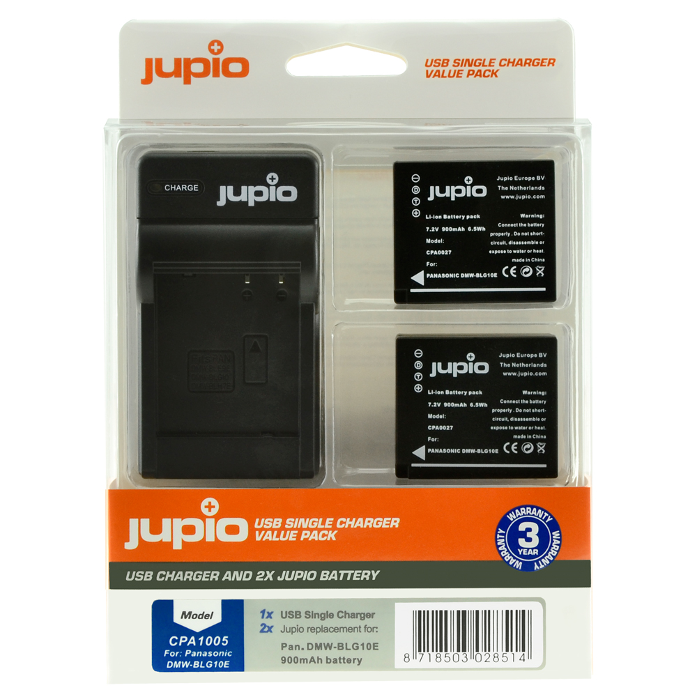 Image de Jupio Value Pack: 2x Battery DMW-BLG10 + USB Single Charger
