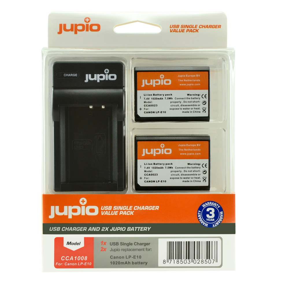 Image de Jupio Value Pack: 2x Battery LP-E10 + USB Single Charger