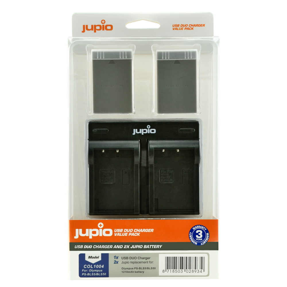 Image de Jupio Value Pack: 2x Battery PS-BLS5 / PS-BLS50 1210mAh + USB Dual Charger