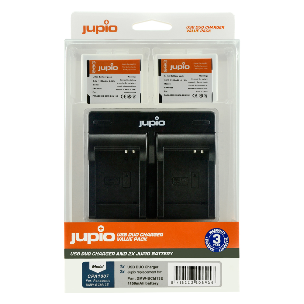 Image de Jupio Value Pack: 2x Battery DMW-BCM13E 1150mAh + USB Dual Charger