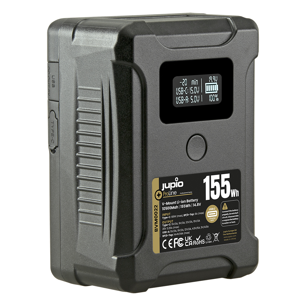 Afbeelding van *ProLine* Extreme 155 V-Mount battery 10500mAh (155Wh) - LCD Display, USB-C PD 65W in/output, D-Tap in/output and USB-A output.