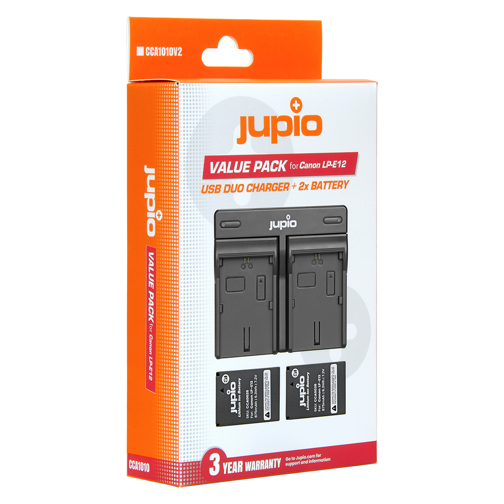 Jupio Value Pack: 2x Battery LP-E12 + USB-C Dual Charger 