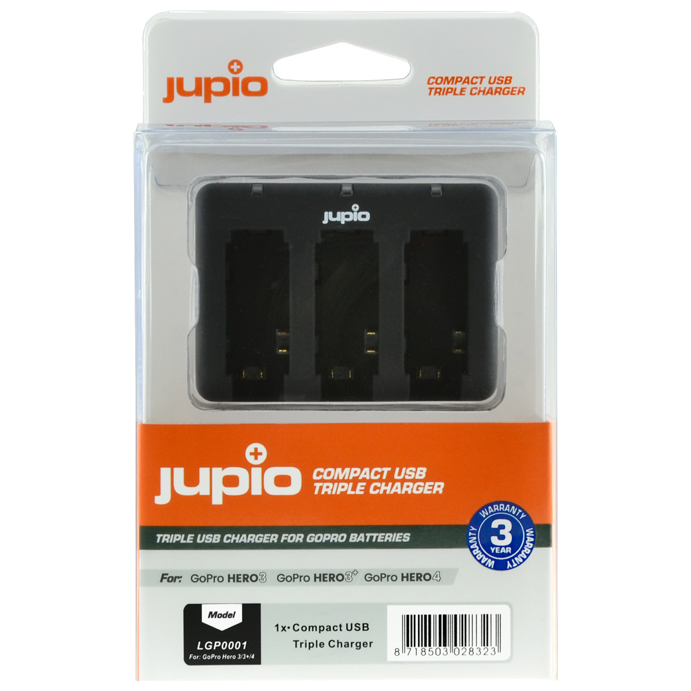 Image de Compact USB Triple Charger for GoPro Hero 3/3+/4 batteries